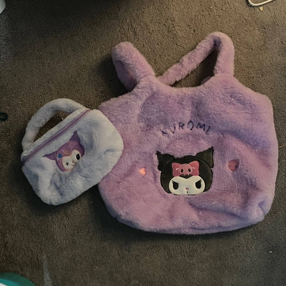 Kuromi Hello Kitty Purple Plush Bag Set